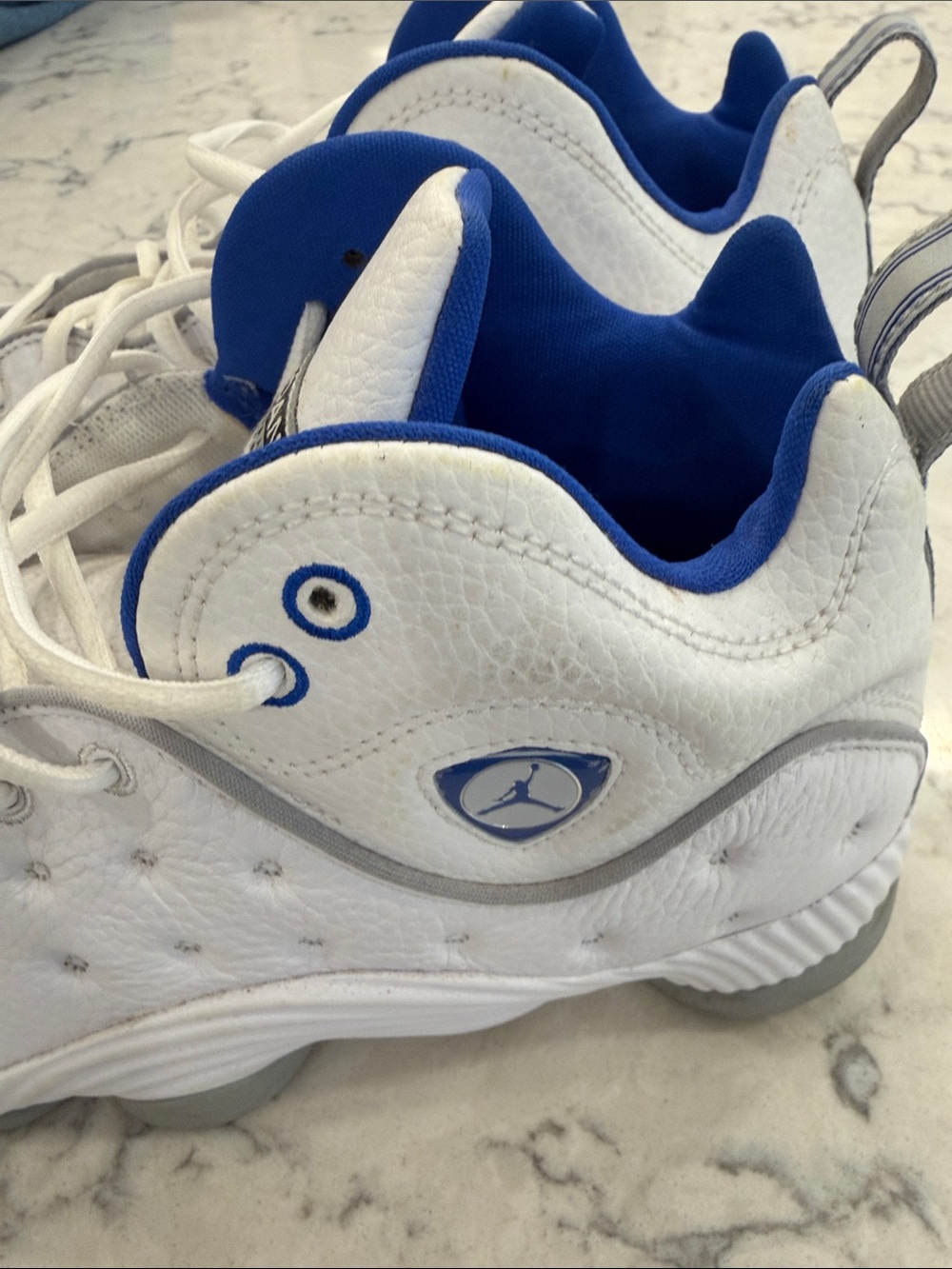 Jordan White and Royal Blue Men's Basketball Sneakers